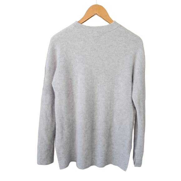 C by BLOOMINGDALE'S Cashmere Sweater RIbbed Laced Shoulders Medium Warm Gray - Picture 8 of 9